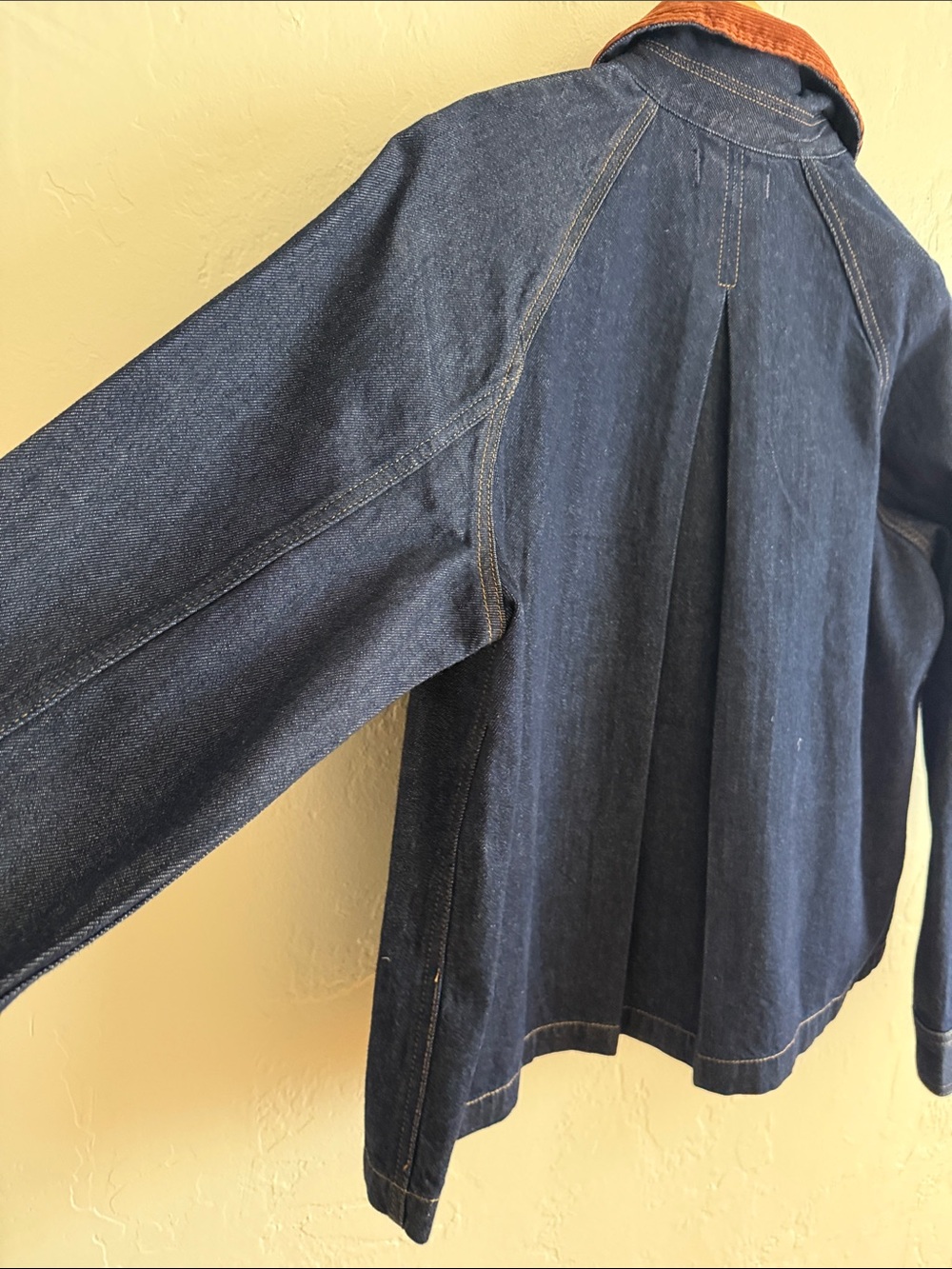Madewell Dark Wash Denim Jacket with Rust Corduroy Collar - Picture 9 of 13